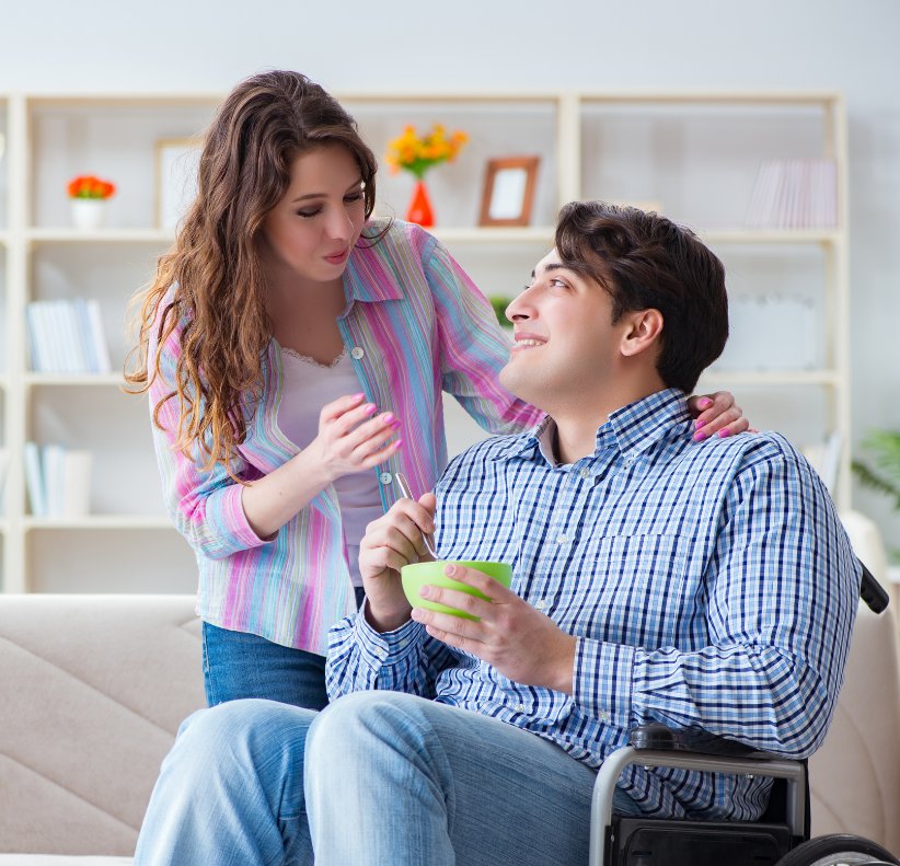 Allied health professional providing therapy support to an NDIS participant